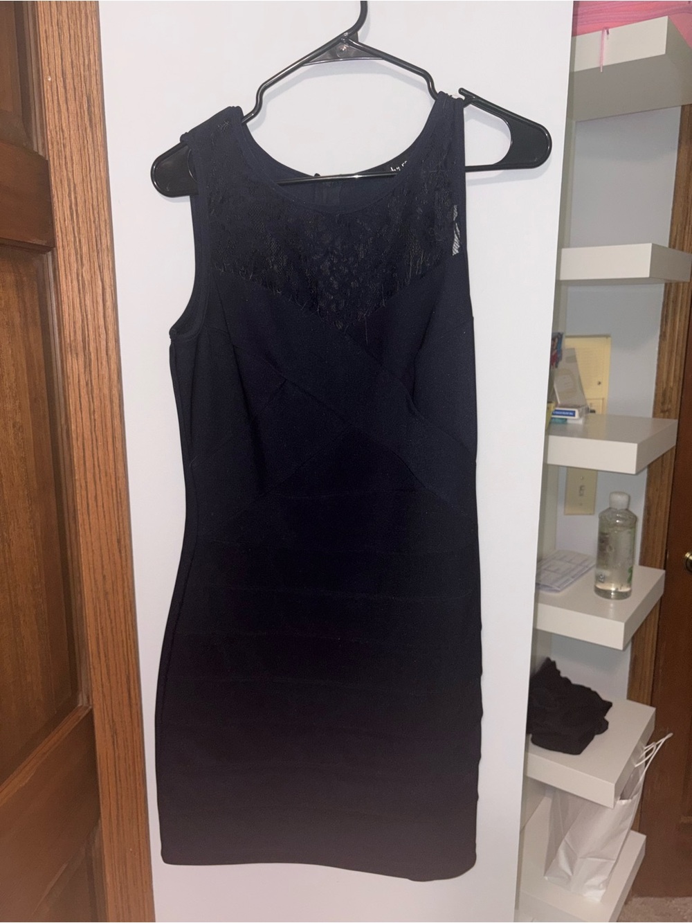 Ruby Rox Navy Blue Sleeveless Lace-Trim Bodycon Mini Dress - Formal Dress Summer
